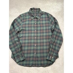 Jenni Kayne Mens S Green Brown Plaid Flannel Button Down Shirt Fall Winter Layer